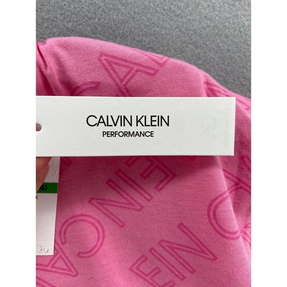 Calvin Klein Performance T-Shirt Woman XL 16 Pink Cropped All Over Print NWT‎ - Picture 5 of 11